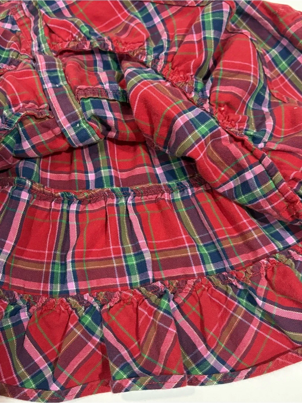 Ralph Lauren‎ Girls 4 Christmas Plaid Peplum Shirt Dress Red Green Pink Preppy